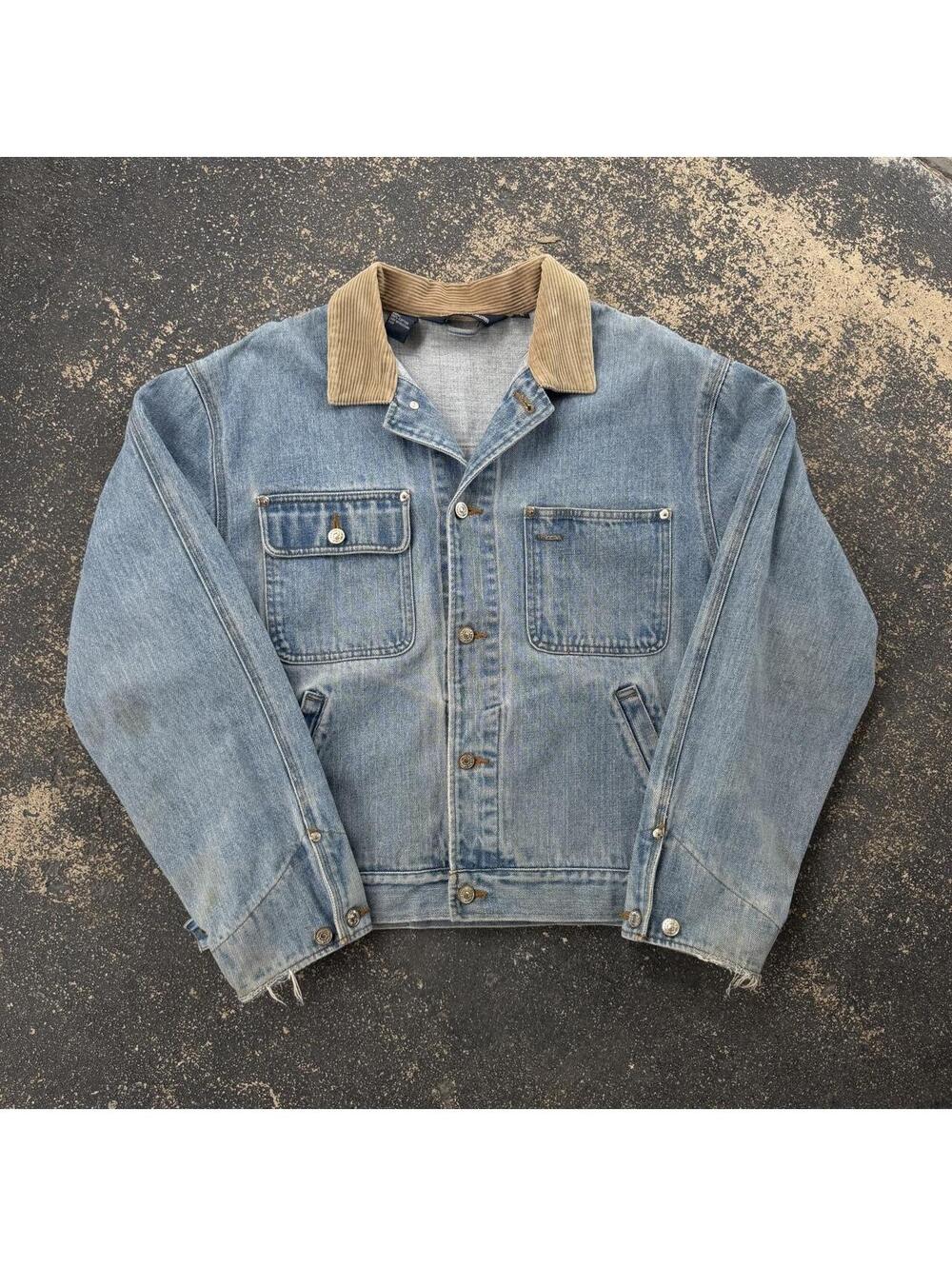 Vintage 2001 Polo Ralph Lauren Corduroy Denim Flag Jacket
